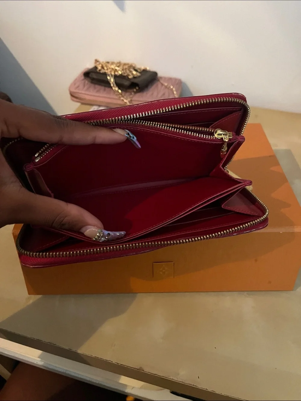 Louis Vuitton Red Monogram Vernis Zippy Wallet